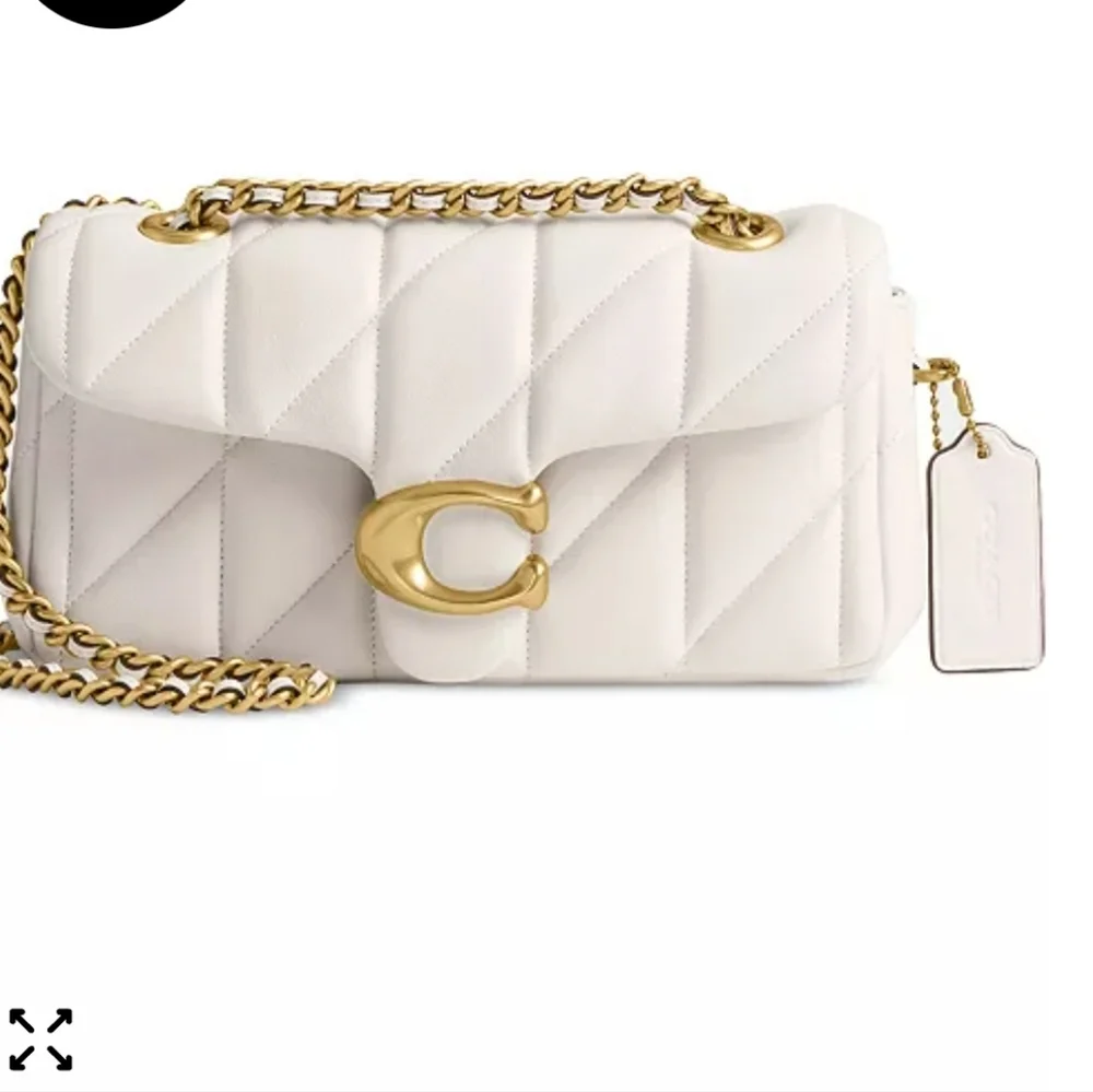 Coach Tabby Cream Quilted Leather Bronze Gold Harware Shoulder Bag Purse - Picture 3 of 16